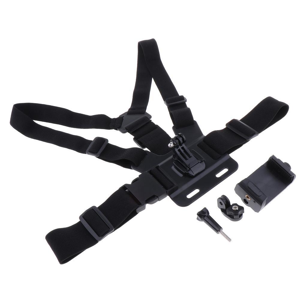 Chest Mount Harness Strap Holder with Phone Clip for Mobile Phones