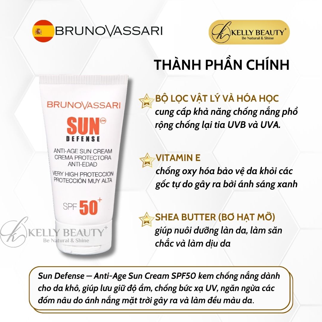 Kem Chống Nắng Cho Da Khô, Lão Hóa Anti-Age Sun Cream SPF 50+ - Bruno Vassari