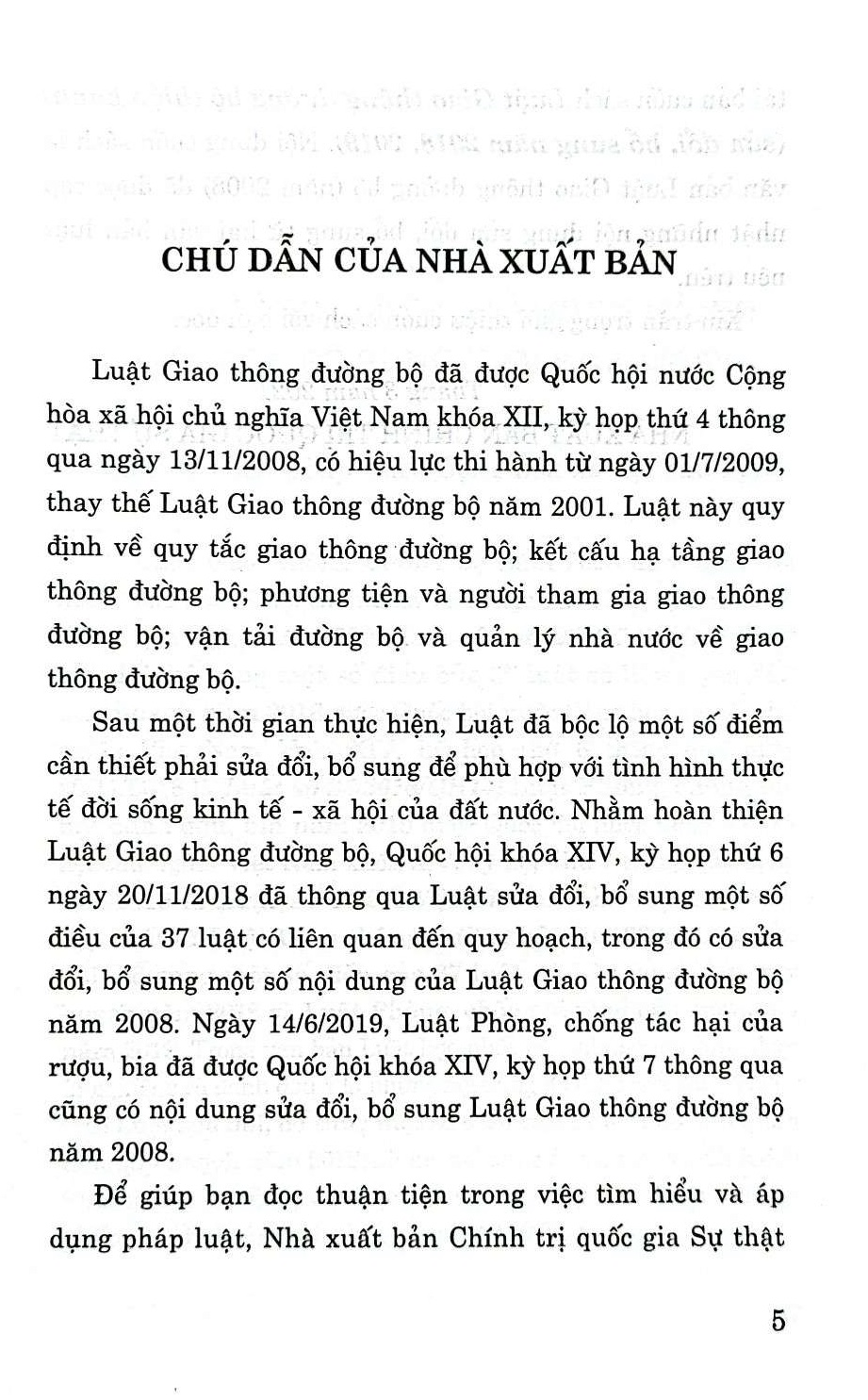 Luật giao thông đường bộ (hiện hành) (sửa đổi, bổ sung năm 2018, 2019)