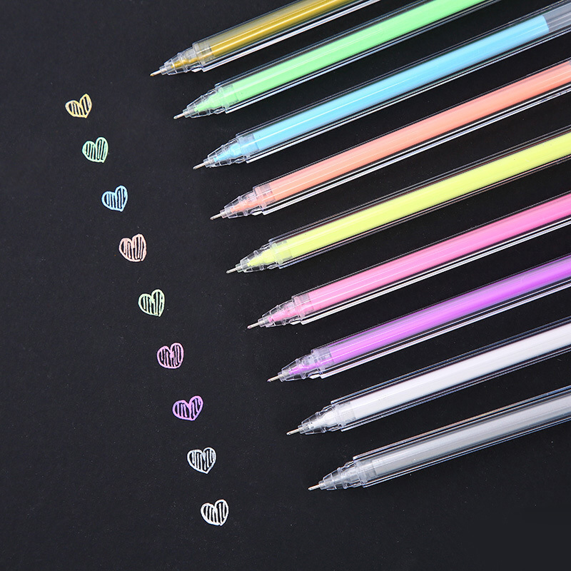 Bộ 9 bút gel màu, bút dạ quang, bút ghi nhớ sắc màu cho học sinh, sinh viên, giáo viên