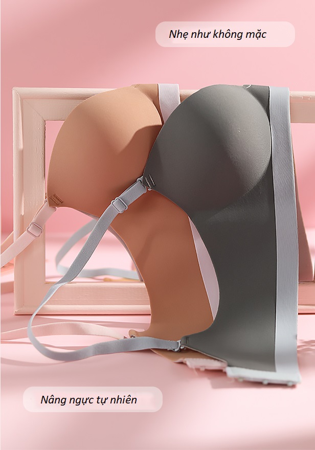 Áo Lót Nữ Đúc Su Không Gọng Nâng Ngực Chất Mịn Cao Cấp B453 - Rêu ghi - 34/75B