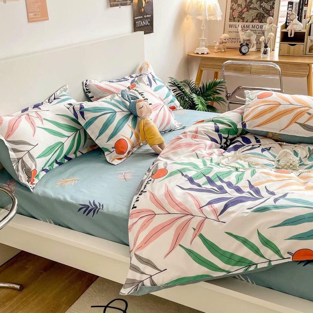 Bộ chăn ga gối Cotton Poly M2T bedding Cà chua dây, Vỏ chăn mền, drap giường và 2 vỏ gối
