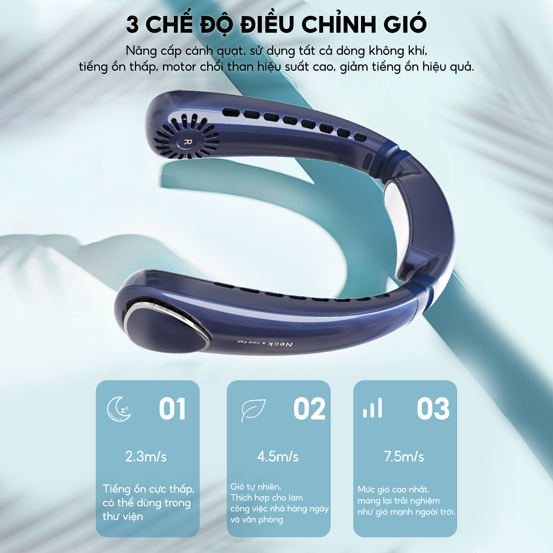 Quạt đeo cổ Half Horse FS20 với cục sò lạnh trang bị chip điện lạnh, giảm tức thì tới 20 độ chỉ sau 3 giây, thổi bay cơn nóng. Hàng chính hãng