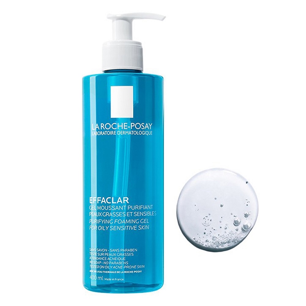 Gel Rửa Mặt Tạo Bọt Dành Cho Da Dầu Nhạy Cảm La Roche-Posay Effaclar Purifying Foaming Gel 400ml + Tặng 1 Móc Khóa Nhựa 2 Mặt