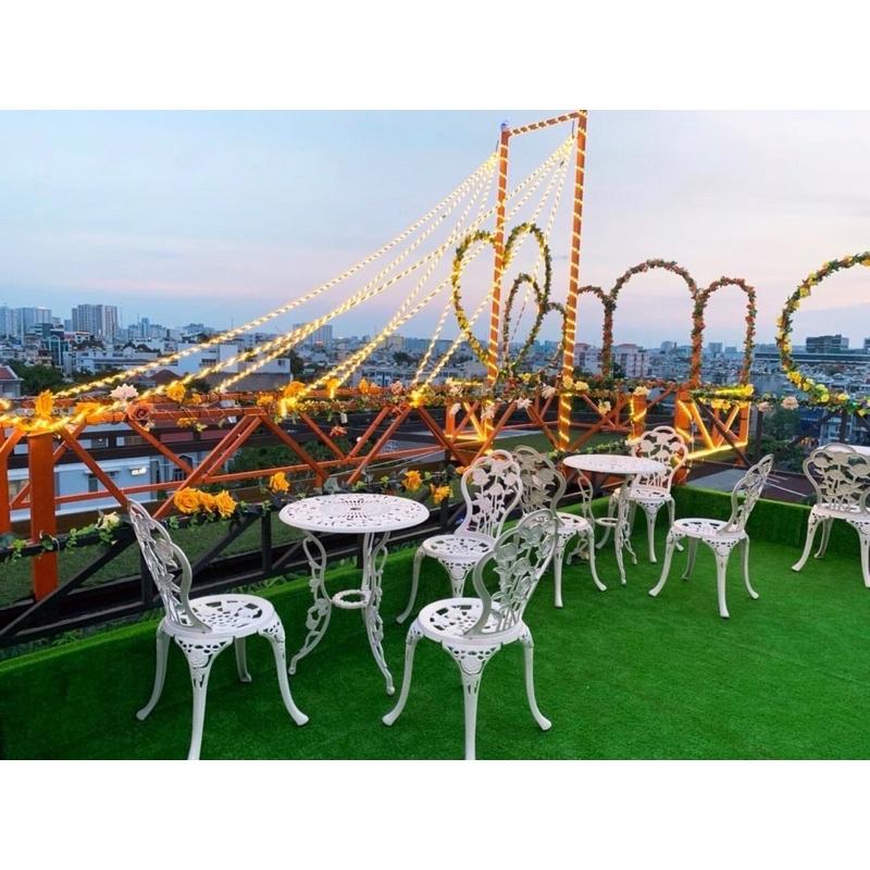 Bộ bàn ghế nhôm đúc, bàn ghế ban công, bàn ghế sân vườn, bàn ghế ngoài trời