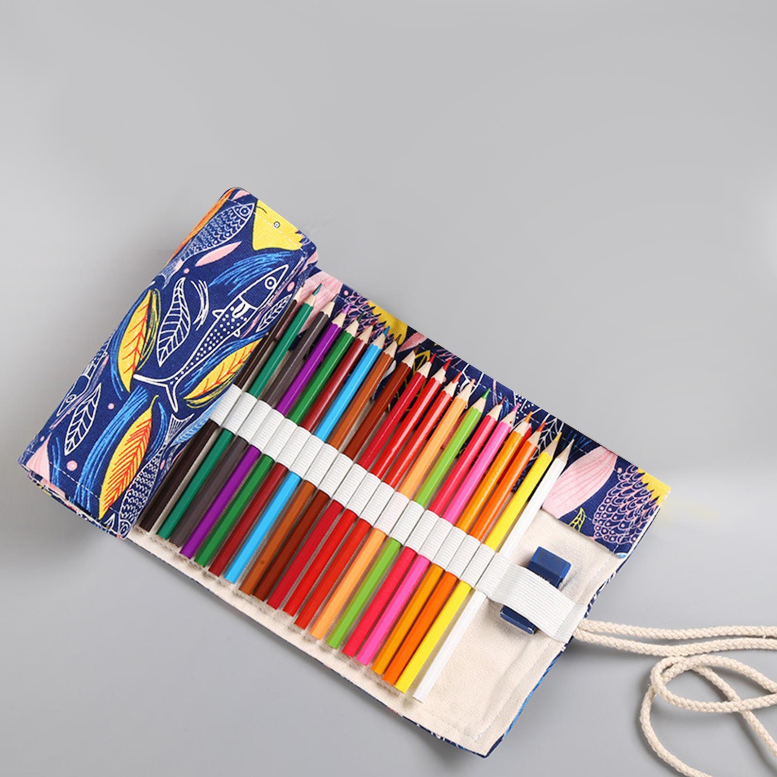 Canvas Pencil Wrap Adult Coloring Pencil Holder Colored Pencils Organizer