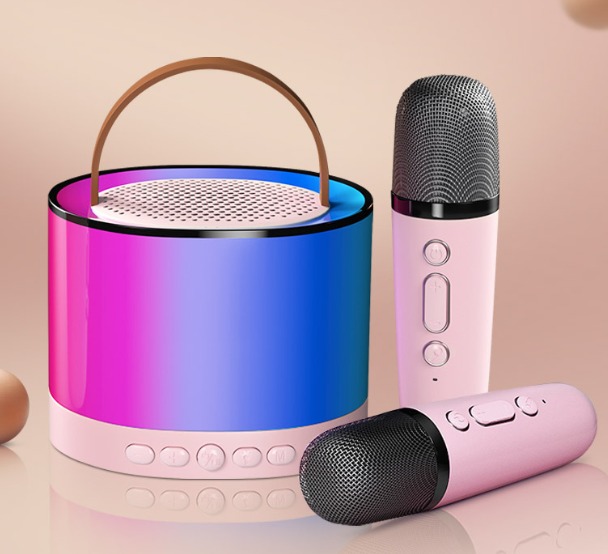 Loa Karaoke Bluetooth Mini Có Led Đổi Màu K52 Kèm 2 Mic