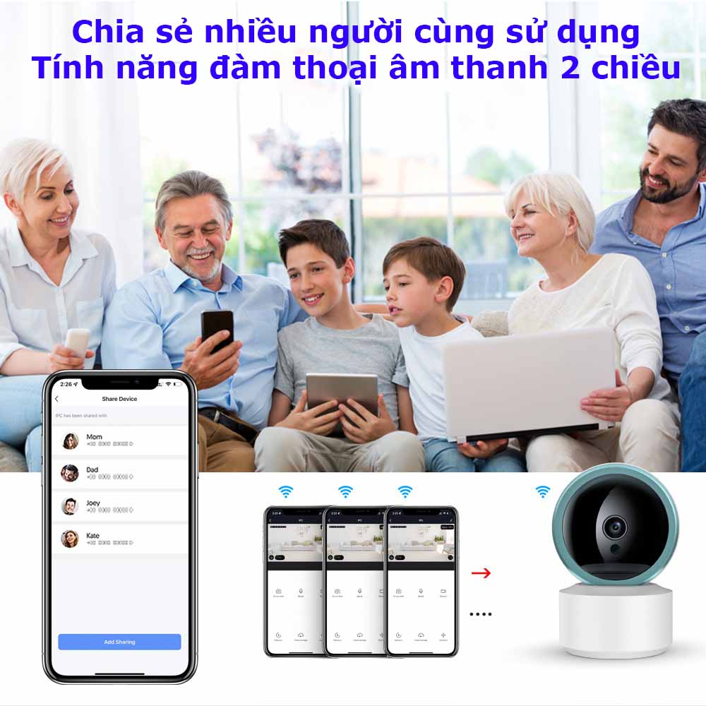 Camera dùng App (Smart Life) kết hợp bộ điều khiển cửa cuốn