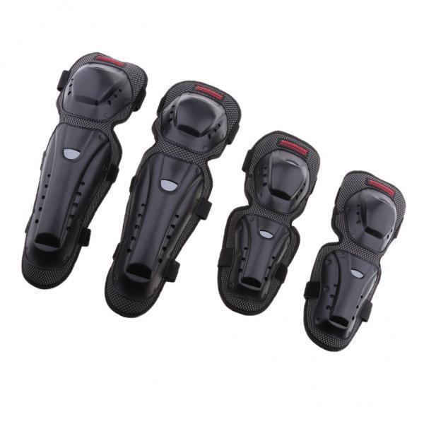 2x 4Pieces Unisex Motorcycle Motocross Cycling Elbow And Knee Pads Protector Guard Armors Set Black