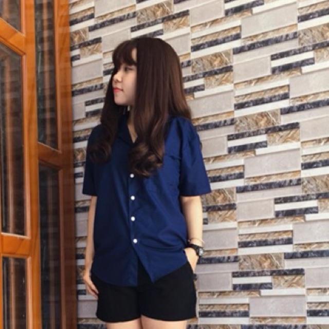 Áo Sơ mi oversize cổ vest tay ngắn