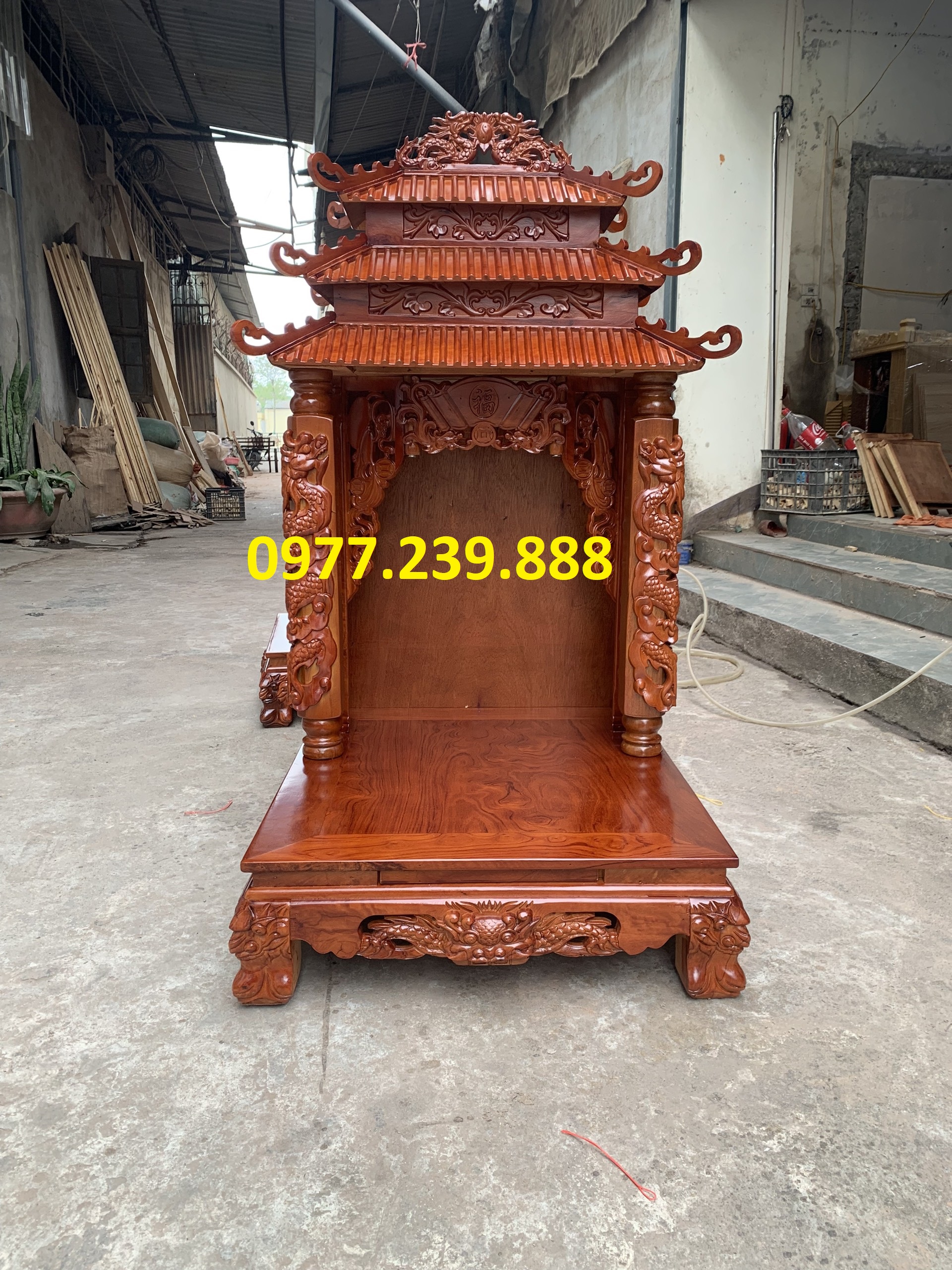 bàn thờ thần tài gỗ xoan đào 61cm