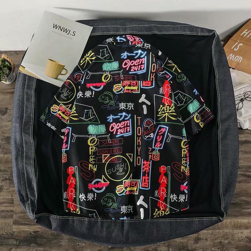 Áo sơ mi nam tay ngắn in họa tiết thời trang