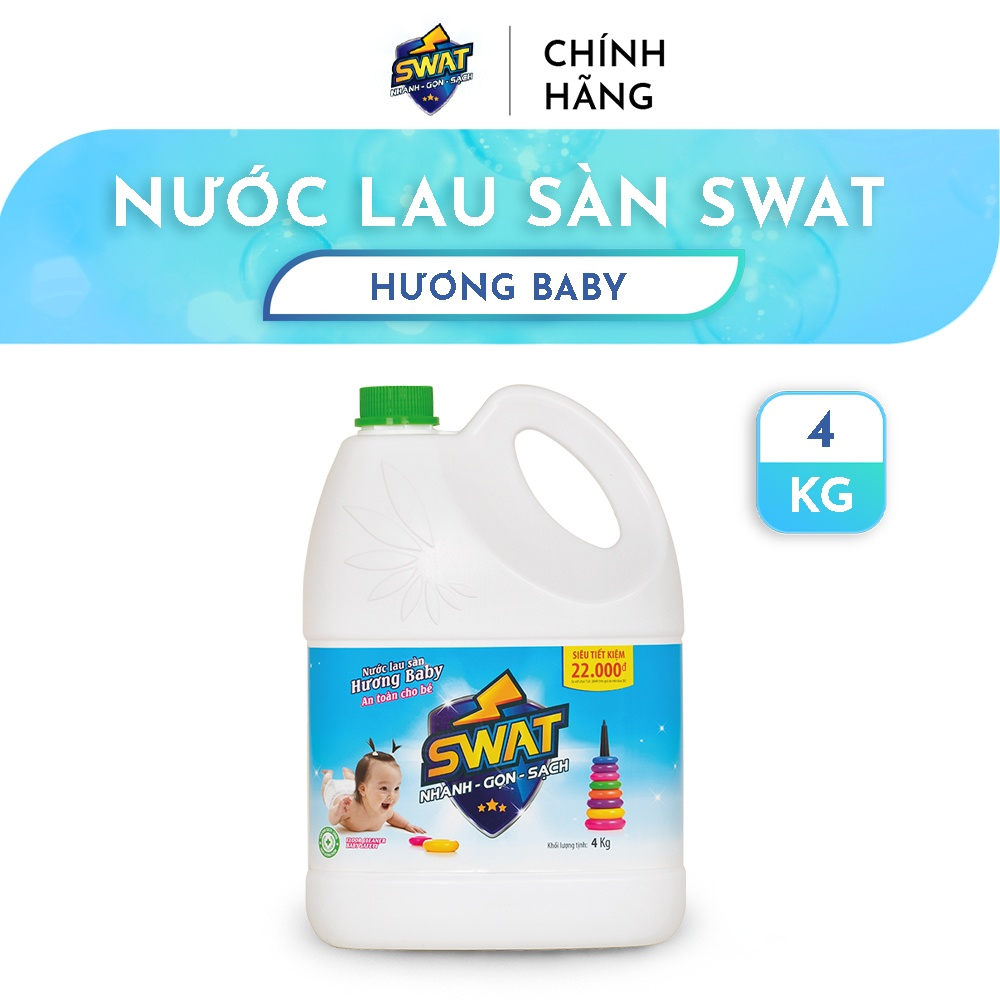 Nước Lau Sàn SWAT Hương Anti-Bac Plus Diệt Khuẩn Can 4Kg, Công Thức 3X Tiên Tiến