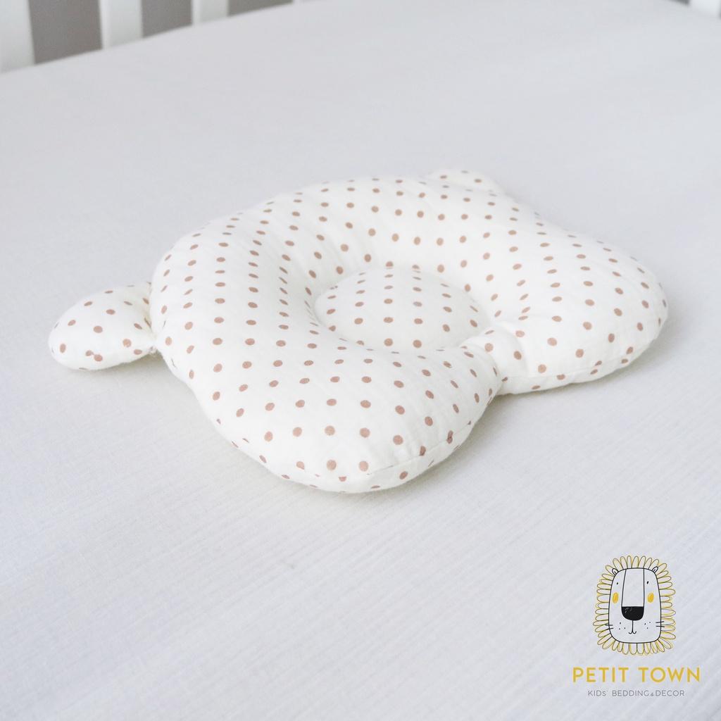 Gối cho bé sơ sinh chống méo đầu, gối chống bẹp đầu, gối sơ sinh, vải xô muslin