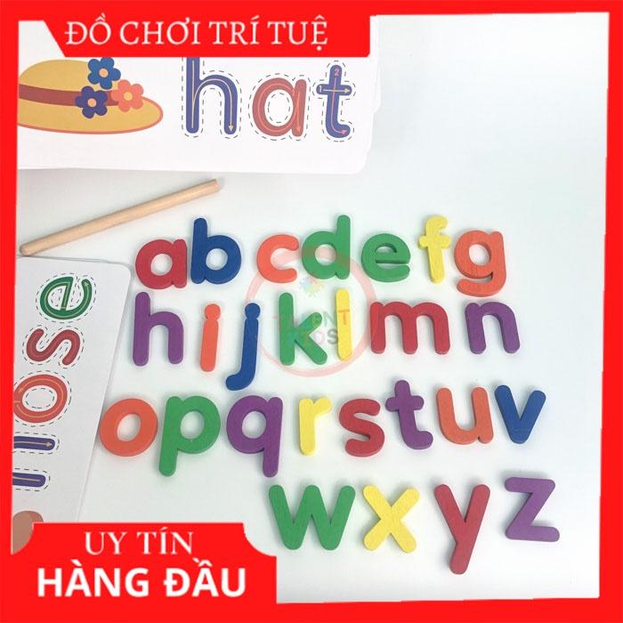 Bộ trò chơi ghép chữ cái bằng gỗ giúp bé học đánh vần tiếng anh