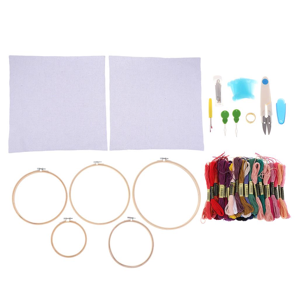 Embroidery Starter Kit Cross Stitch Tool Kit with Colours Embroidery Thread,