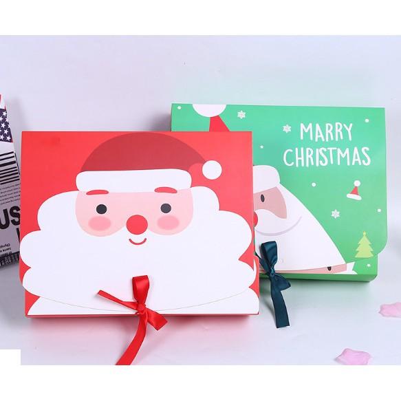 Combo hộp và túi đựng quà noel, giáng sinh, kích cỡ 32 * 26 * 8cm, chất liệu in cao cấp