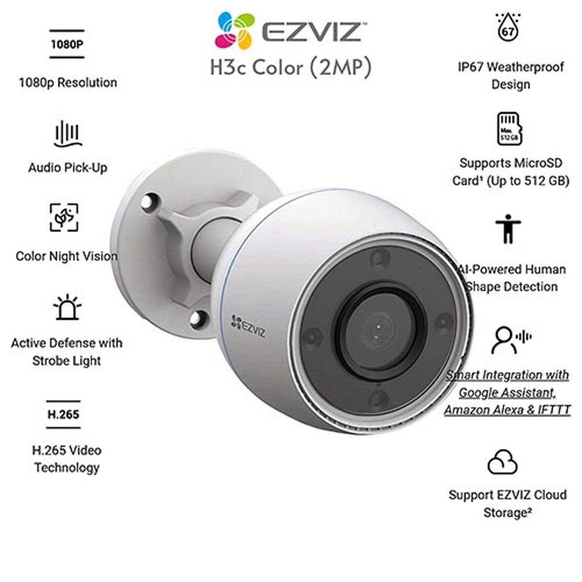 Camera WiFi Colorvu 2MP EZVIZ H3c Color hàng chính hãng