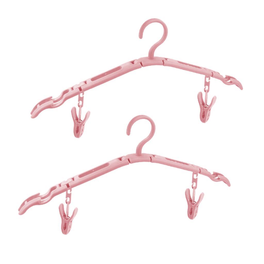 2 Pack Travel Hangers Folding Hangers with 4 Clips Portable Clothes Hangers, Non-Slip, Lightweight for Home and Travel