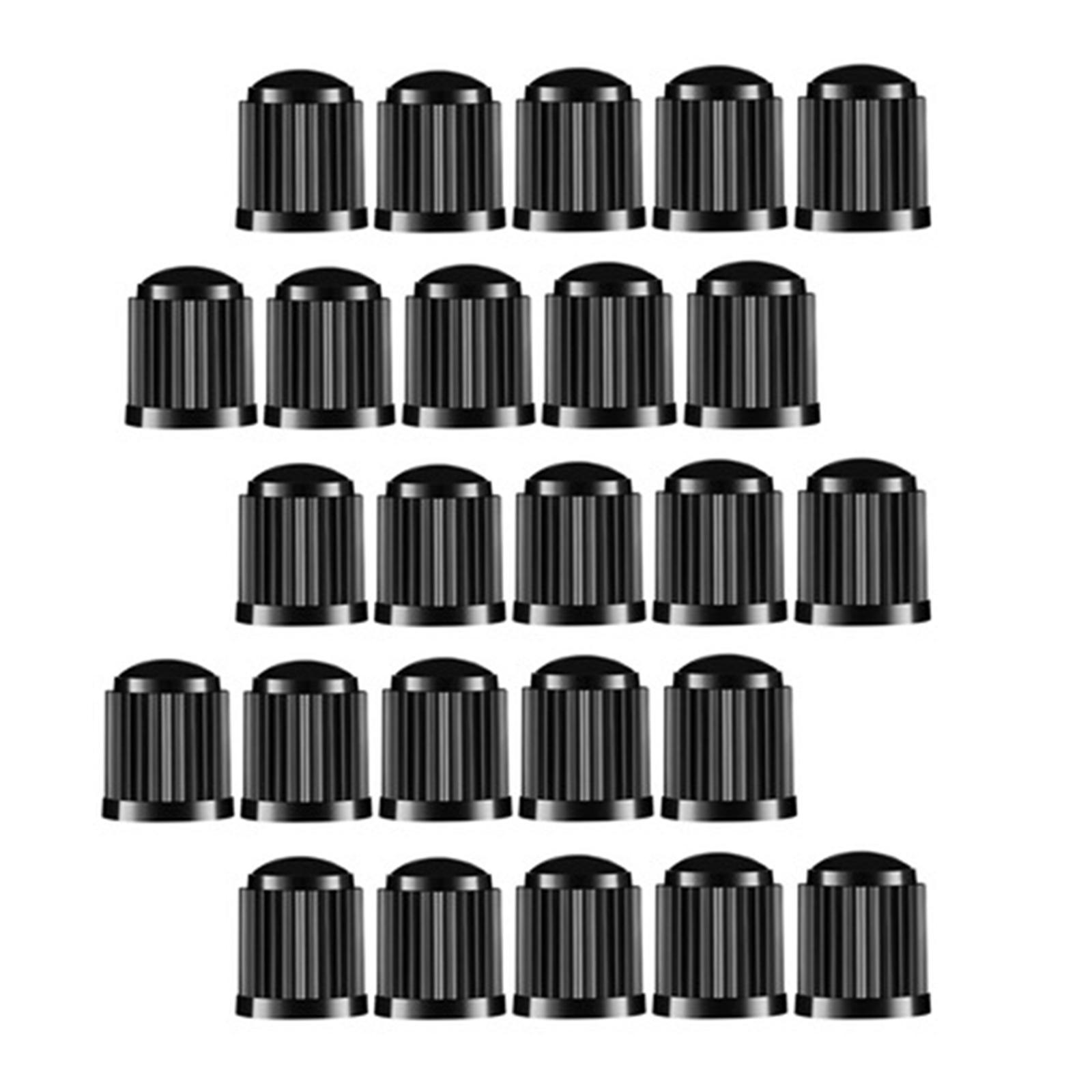 25 Pieces Car Tire Valve Stem Caps with Rubber  for Motorcycles Black