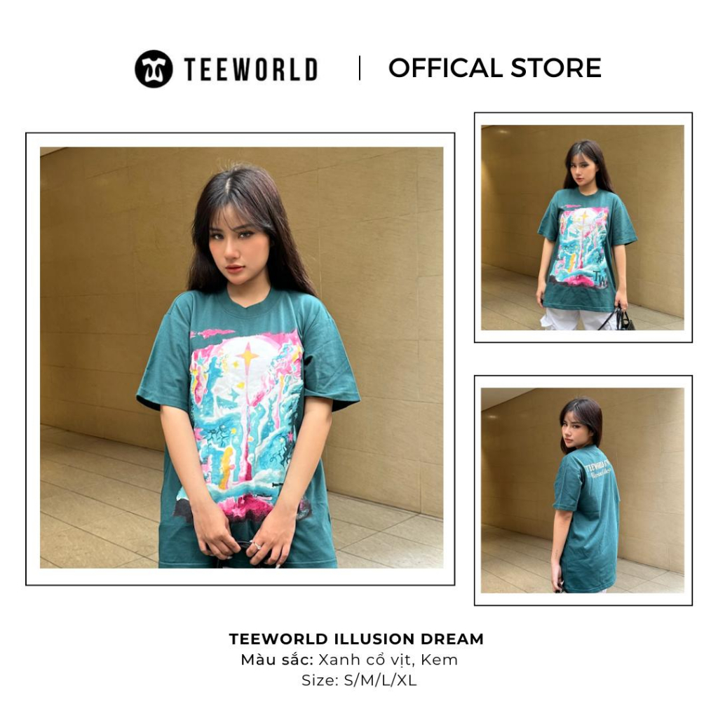 2 Áo thun Teeworld Illusion Dream Form Unisex Nam Nữ 2 Màu Cùng Size