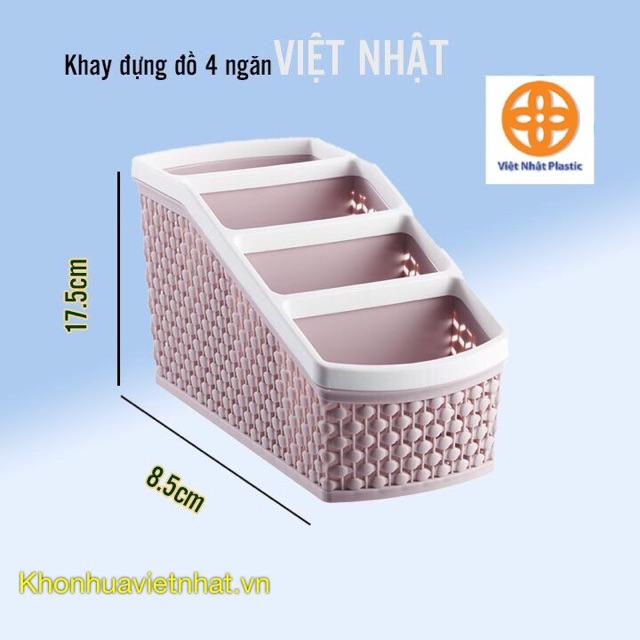 Khay nhựa tiện ích 4 ngăn Việt Nhật (5696), khay 4 ngăn để bàn đựng bút, đồ dùng đa năng hàng Cao Cấp Bền Đẹp