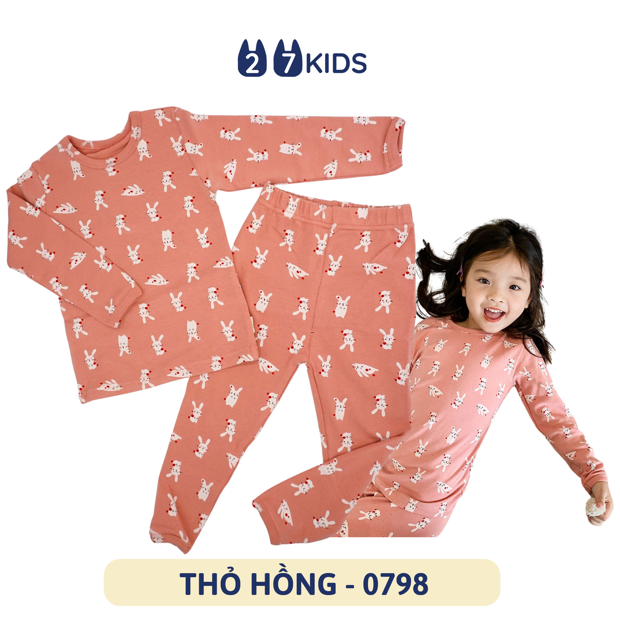 Bộ quần áo dài tay cho bé gái 27Kids Ambb đồ bộ thu đông nữ cho trẻ từ 2-10 tuổi GLSE1