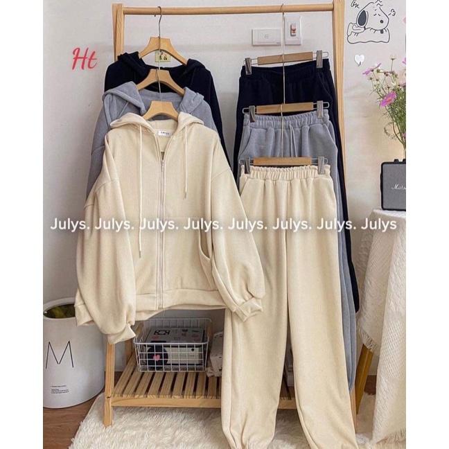 Bộ nỉ cổ khoá Cotton trơn H2B