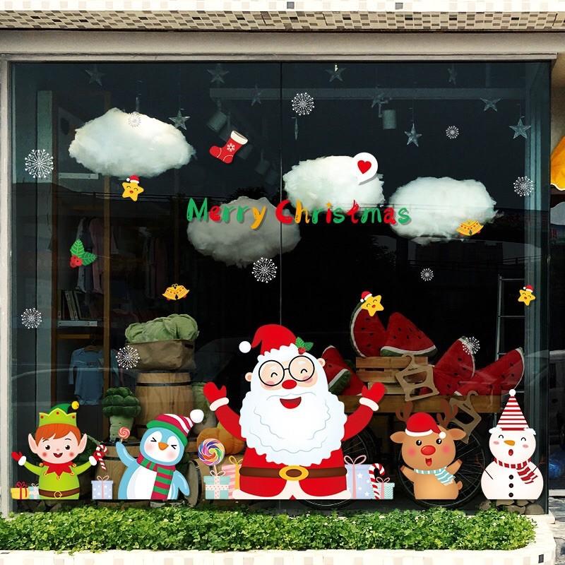 Decal trang trí Noel - các Bạn Vẫy Tay chào Mừng giáng sinh vui nhộn