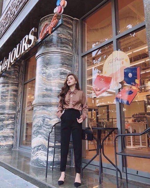 Quần Baggy Cúc Bọc vải tuyết mưa cao cấp