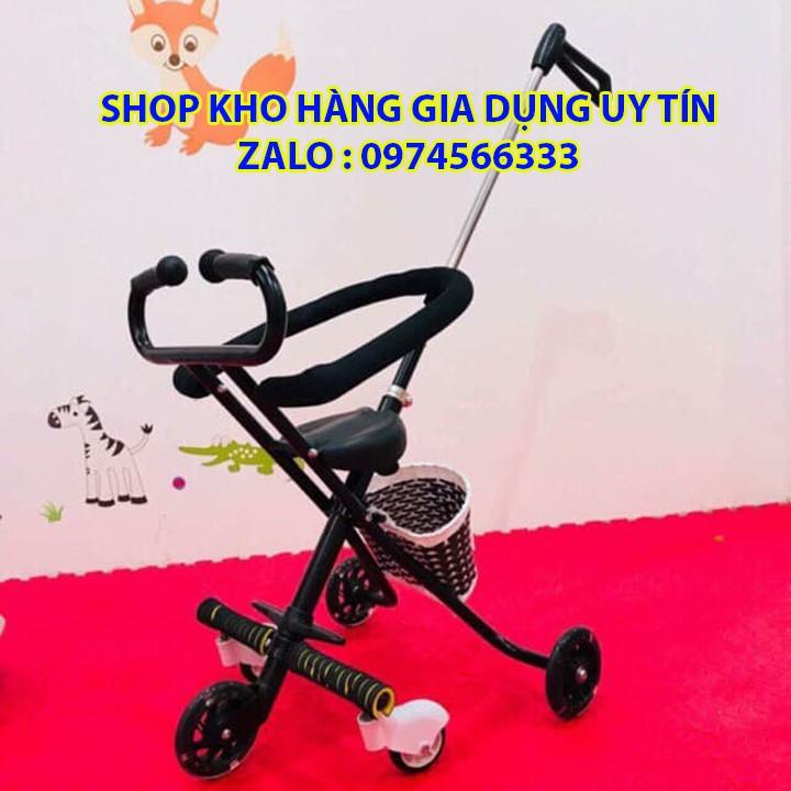 Xe đẩy 5 bánh gấp gọn có giỏ đồ