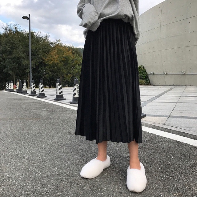 Chân váy xếp ly dài cap chun sang trọng nữ tính