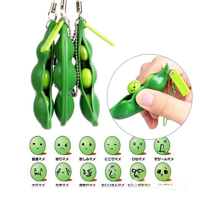 Móc khóa Hạt đậu vui vẻ-Móc khóa hạt đậu thần kỳ-Móc Khóa Hạt Đậu Nành Giải Tỏa Căng Thẳng