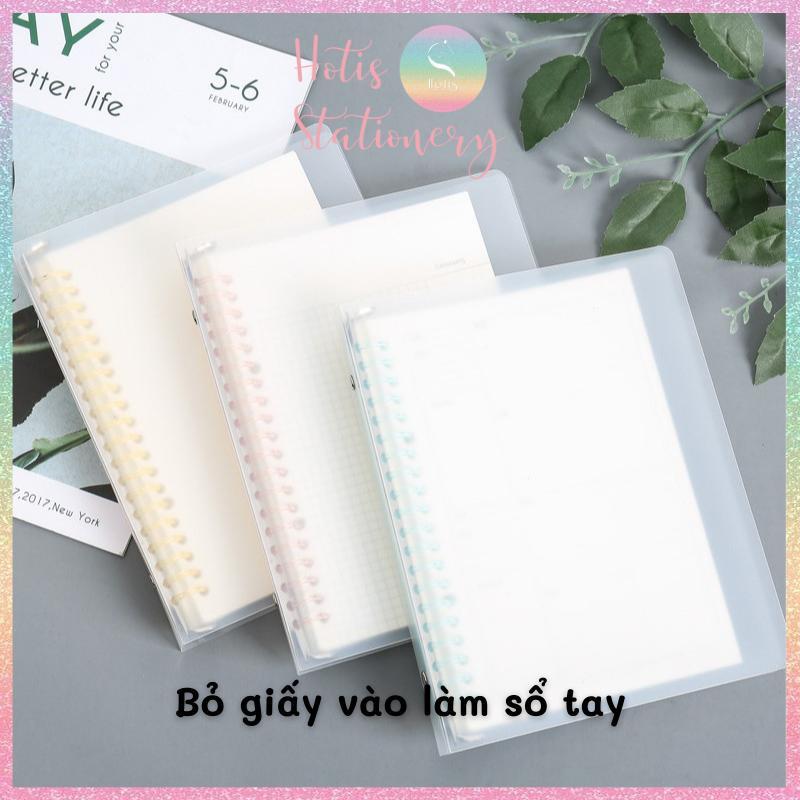 Bìa còng nhựa 5 màu trong mờ - Binder A5/ B5 làm sổ tay, planner, đựng sheet card