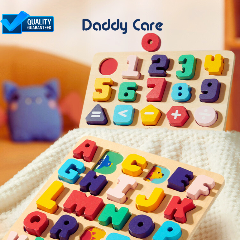Bảng gỗ ghép hình cho bé học chữ cái và chữ số, đồ vật và thức ăn Mideer wooden peg puzzles