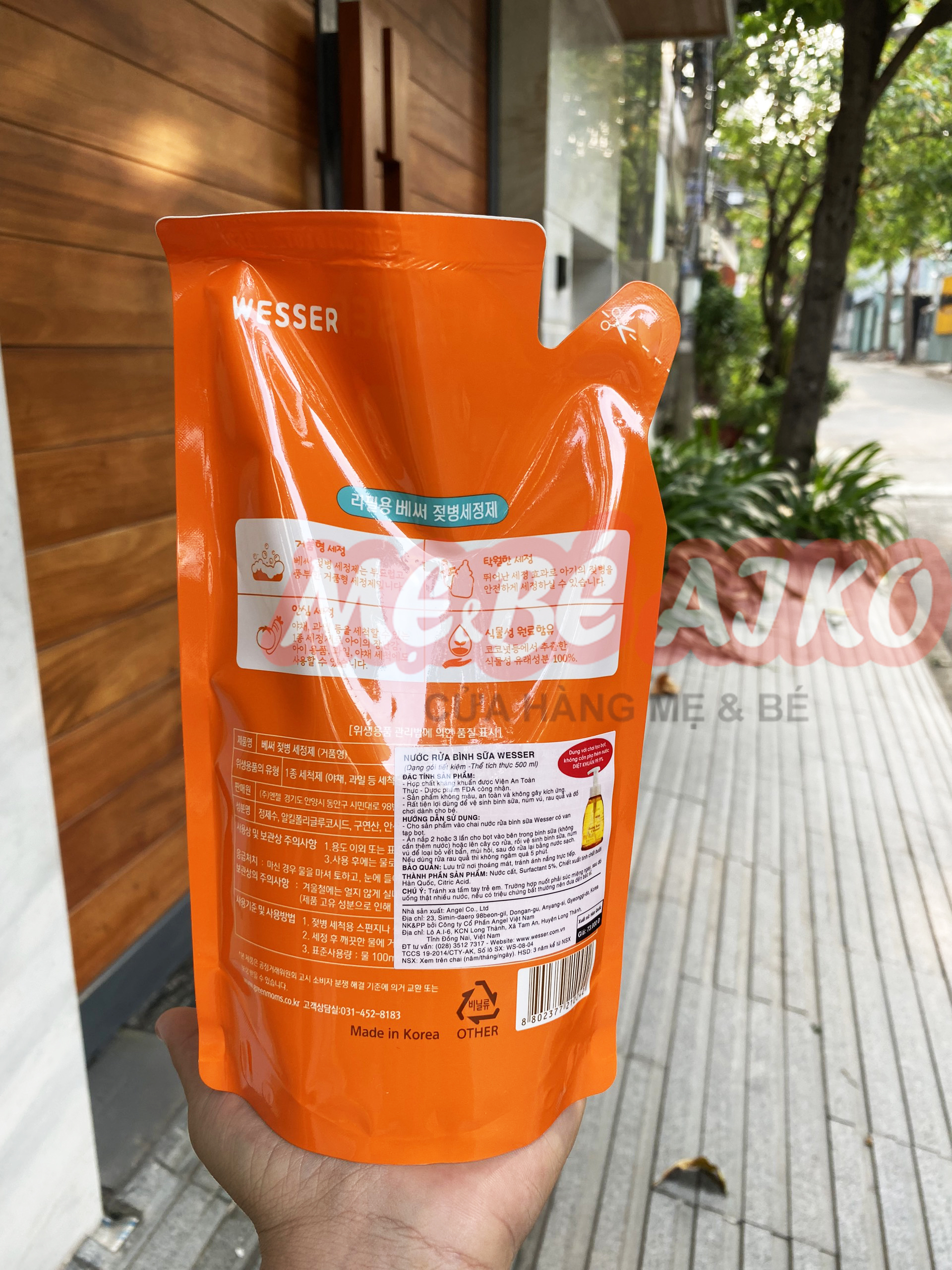 Bộ 2 Gói Nước Rửa Bình Sữa Wesser (500ml x 2)
