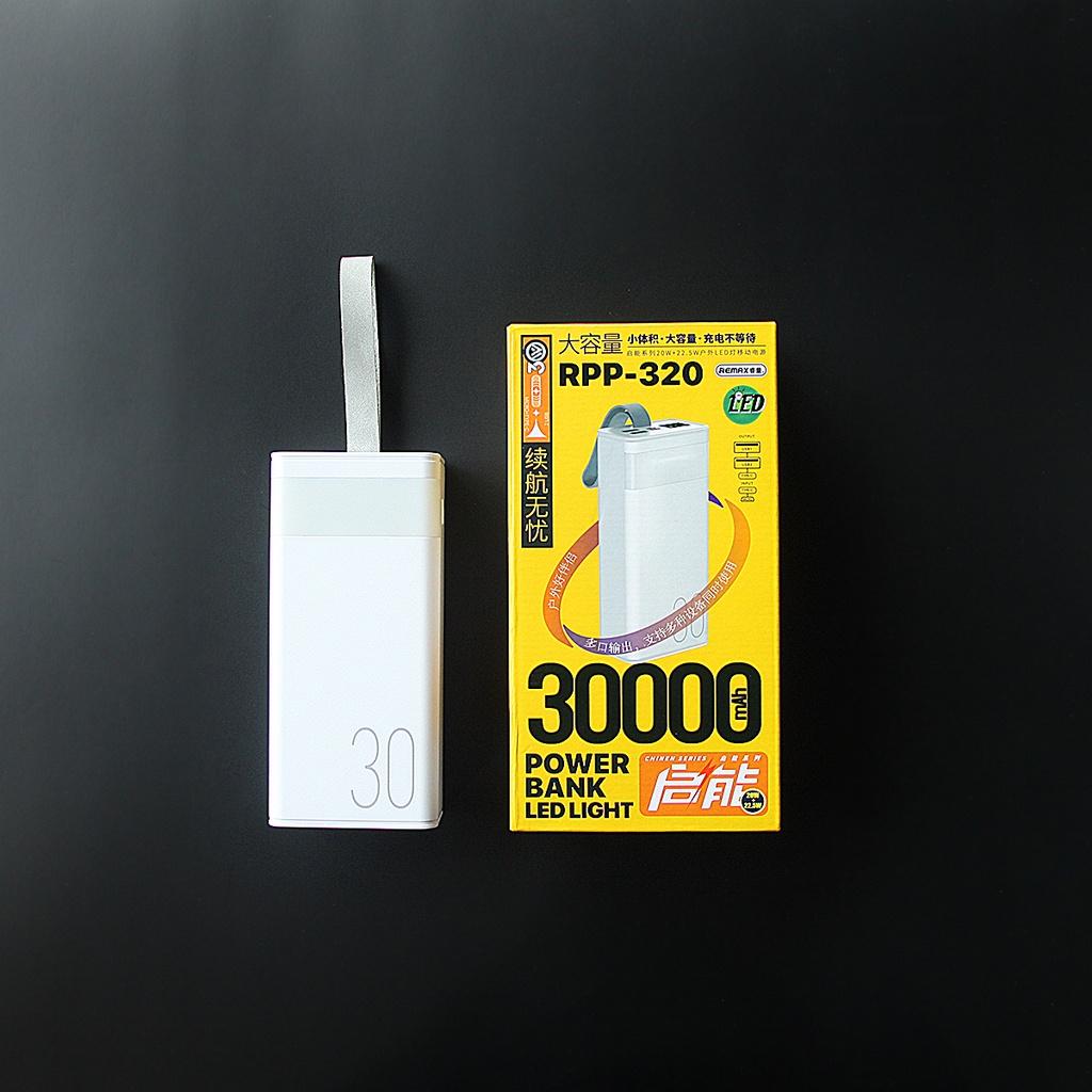 Pin sạc dự phòng 30000mAh Remax RPP-320 cục sạc dự phòng hỗ trợ sạc nhanh 22.5W , tích hợp 3 cổng outputs - Hàng Chính Hãng Remax