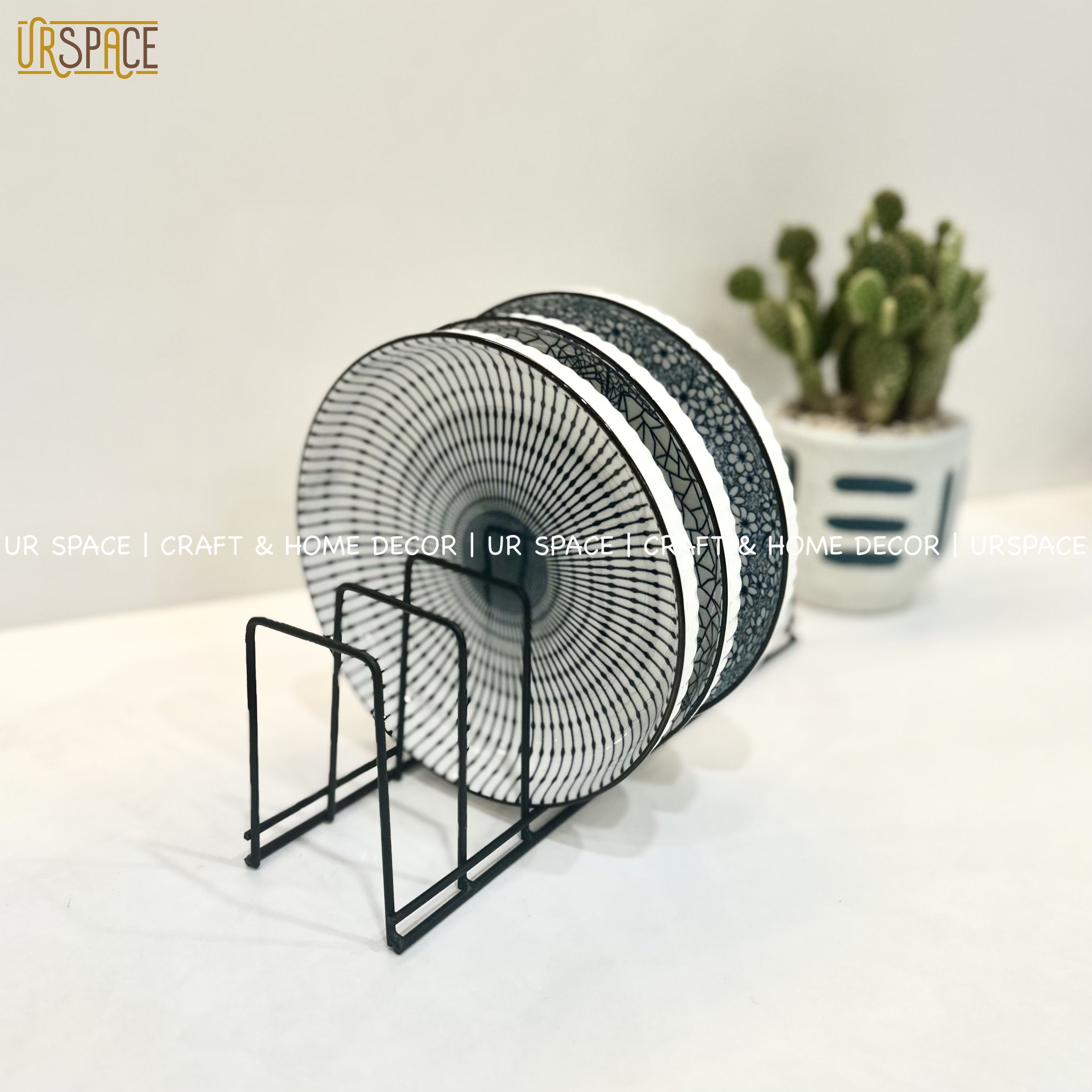 Giá kệ sắt úp chén dĩa URSPACE màu đen tiện dụng, thông minh / Kitchen Dish Drain Racks