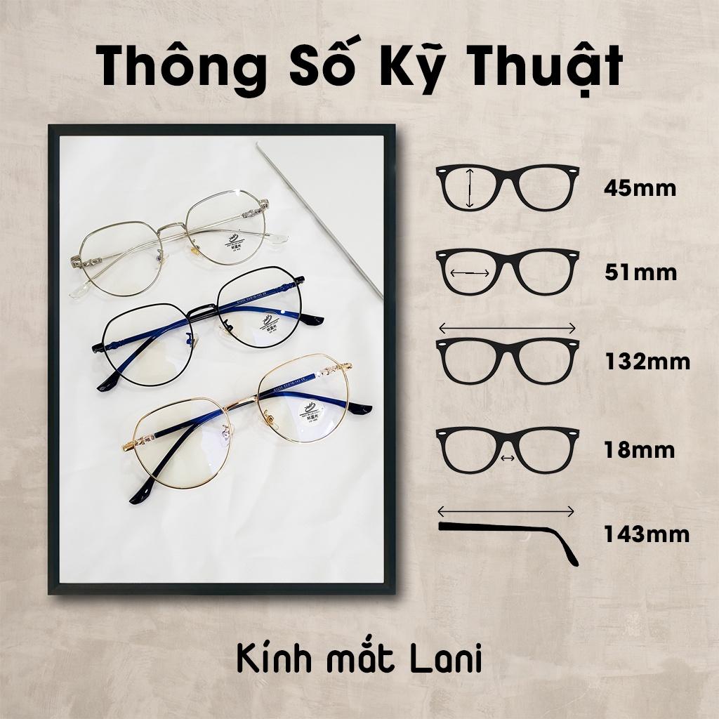 Gọng kính cận nam nữ LANI 61035 kim loại đa giác họa tiết nhiều màu nhận lắp mắt kính có độ theo yêu cầu