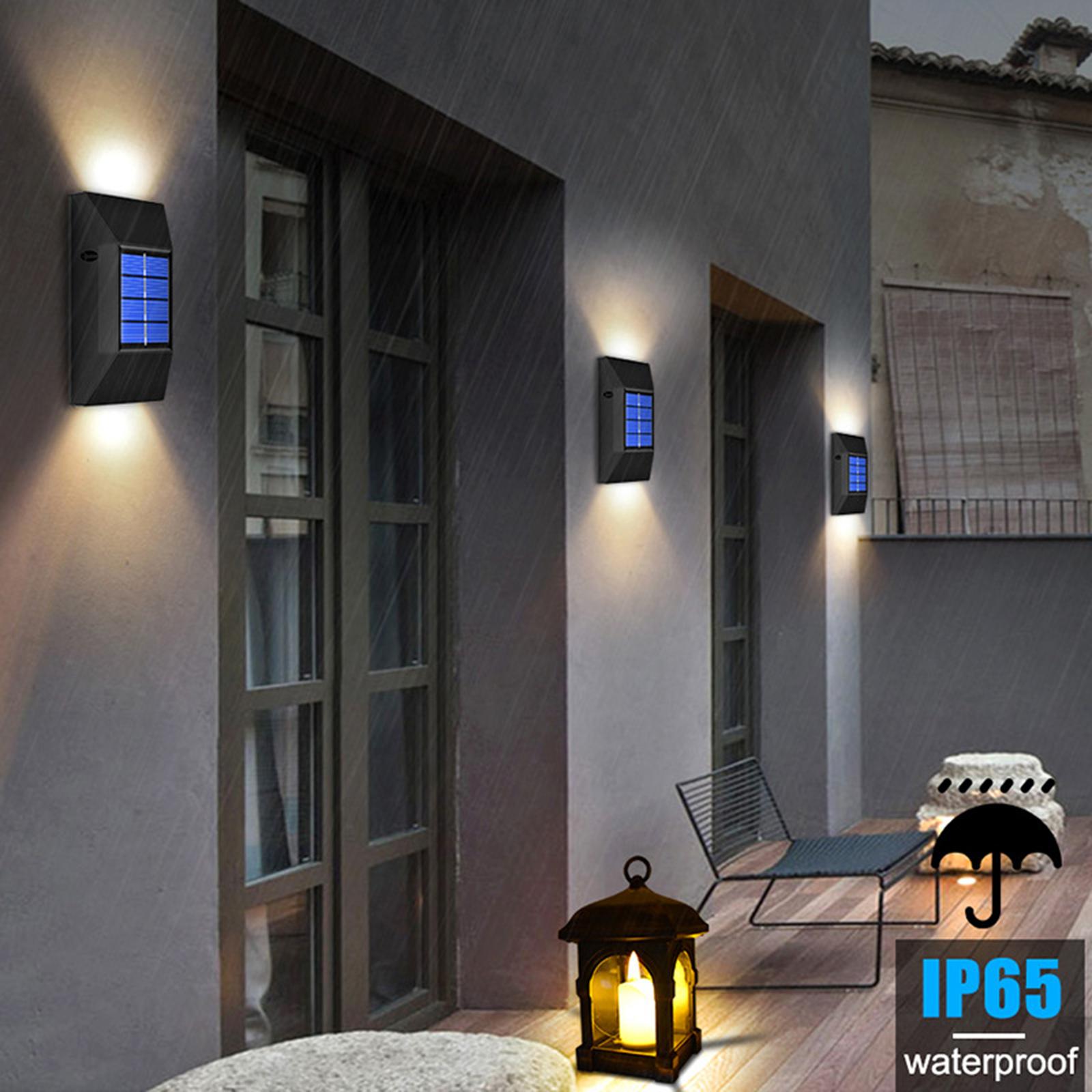 2 Pack Solar Deck Lights Outdoor Waterproof, Solar Powered Wall Lights Fence Lights Night Outside Lights Decorations for Steps Stairs Walkway Fences