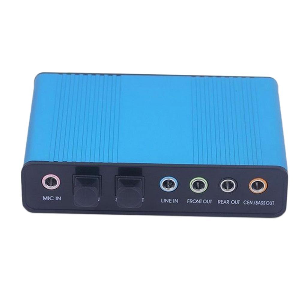 USB External Sound Card 5.1 Surround Sound Optical Audio Sound Card, Blue