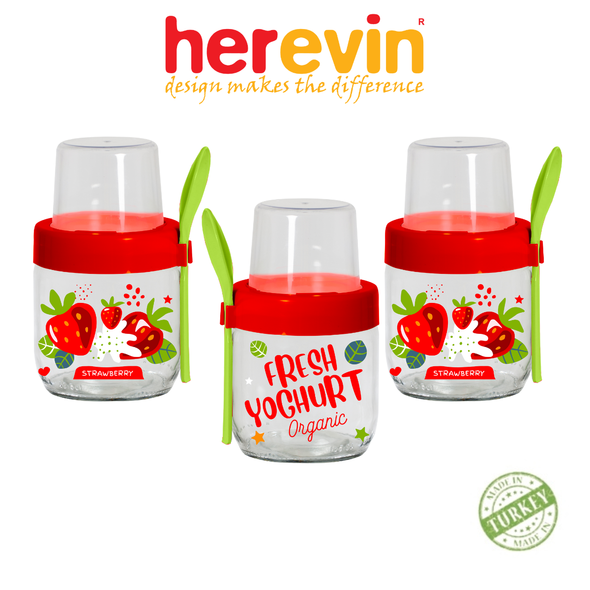 Bộ 3 Hũ Yogurt Thuỷ Tinh Herevin 425ml - HEHU131615-802