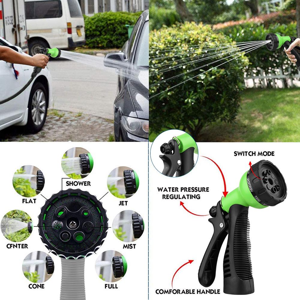 100FT Lightweight Expandable Garden Hose Flexible Water Hose with 3/4-inch Solid Fittings and 8-Function Spray Nozzle High-Strength Fabric Cover with Double Latex Core Soaker Hose