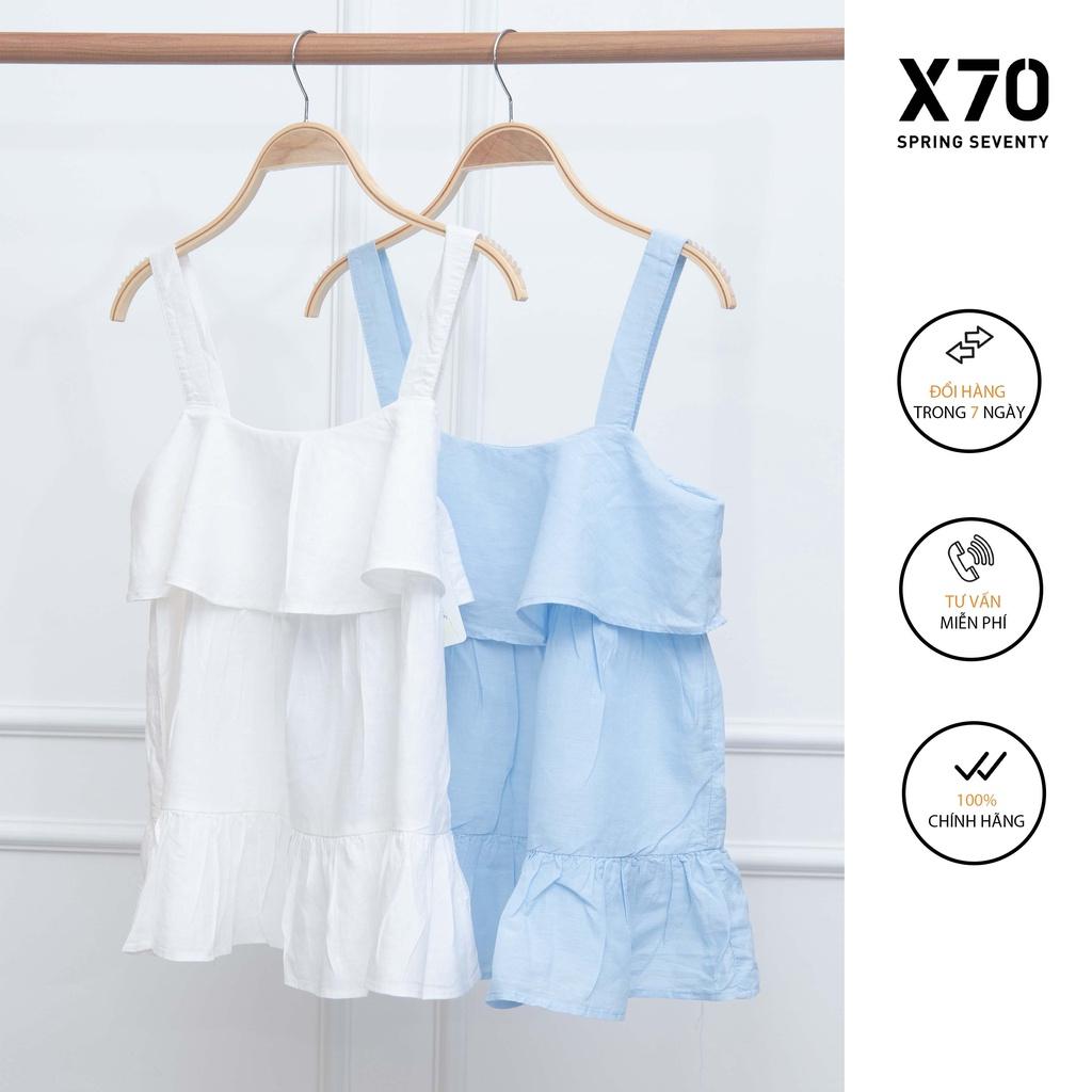 Áo Kiểu Nữ Thiết Kế Hai Dây Hoạ Tiết Bèo Nhún Xếp Tầng Thời Trang X70 - 00540029