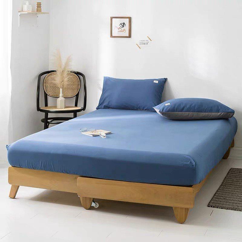 Ga giường  Cotton Tici Xanh dương đậm cao cấp - Bo chun drap  đủ kích thước