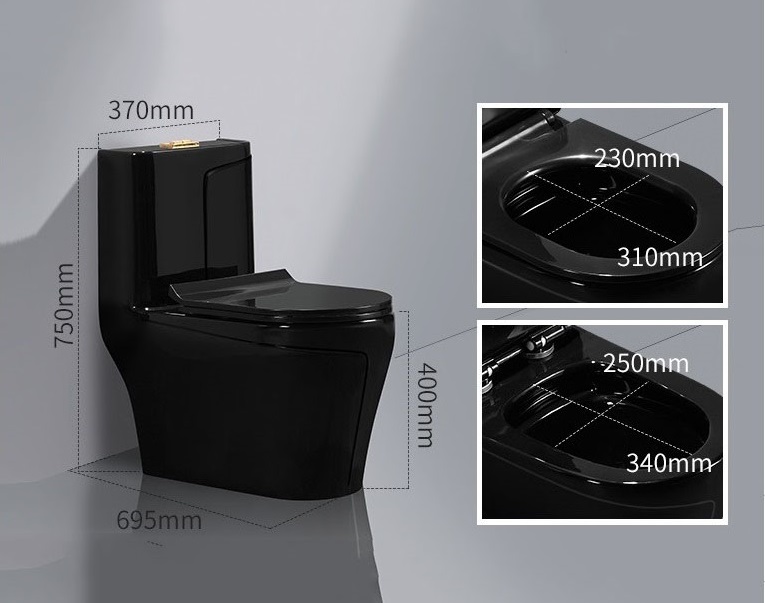 Bồn cầu một khối màu đen bóng nghệ thuật