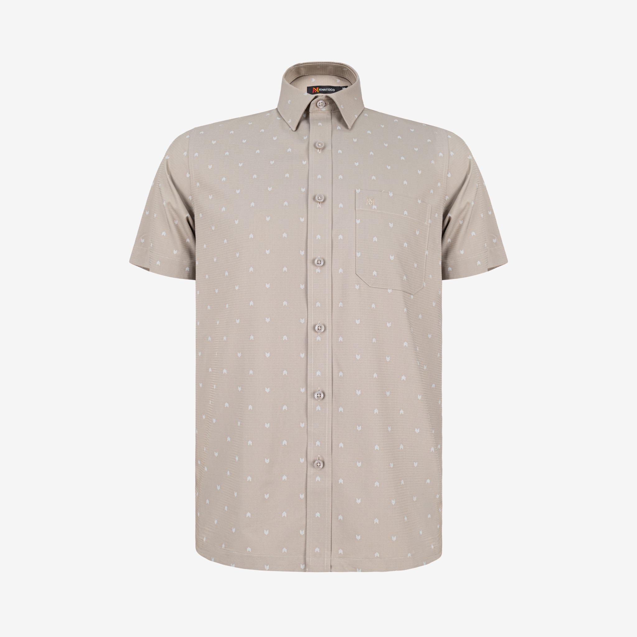 Áo sơ mi nam KHATOCO Tailor Fit ngắn tay A1MN518T2-CNIN771-2704-N