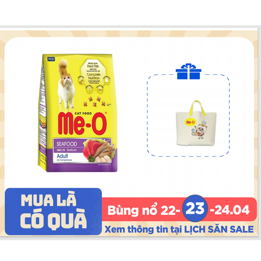 Đồ Ăn Cho Mèo Trưởng Thành Me-O Hương Vị Hải Sản (1.2Kg)