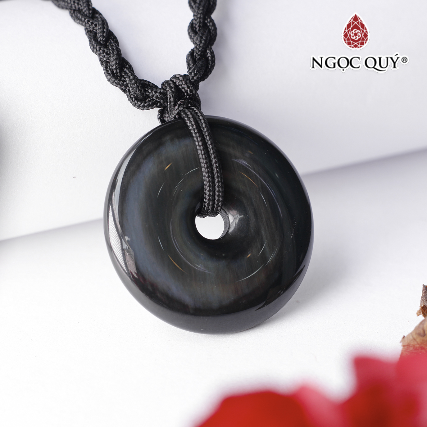 Mặt dây chuyền đồng điếu đá obsidian mệnh thủy, mộc - Ngọc Quý Gemstones