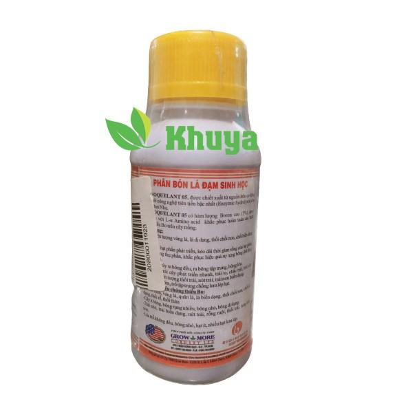 Phân bón lá đạm sinh học Growmore AminoQuelant 05 chai 100ml Cung cấp Bo Đậu Trái